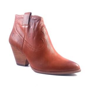 Frye Cognac Brown Reina Leather Booties Pointed Toe Ankle Boot Shoe Size 8.5M